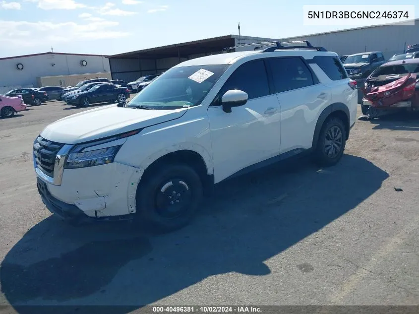 2022 Nissan Pathfinder Sv 4Wd VIN: 5N1DR3BC6NC246374 Lot: 40496381