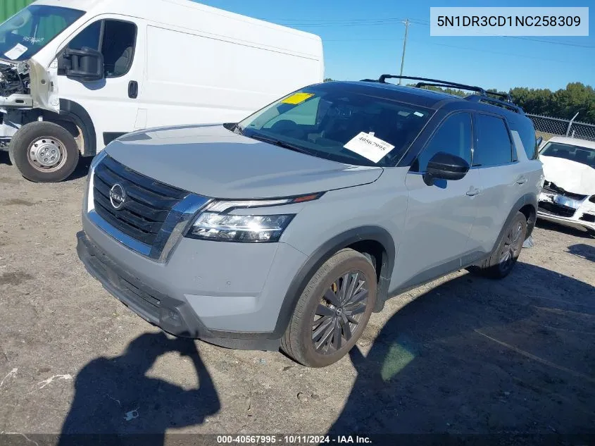 2022 Nissan Pathfinder Sl VIN: 5N1DR3CD1NC258309 Lot: 40567995