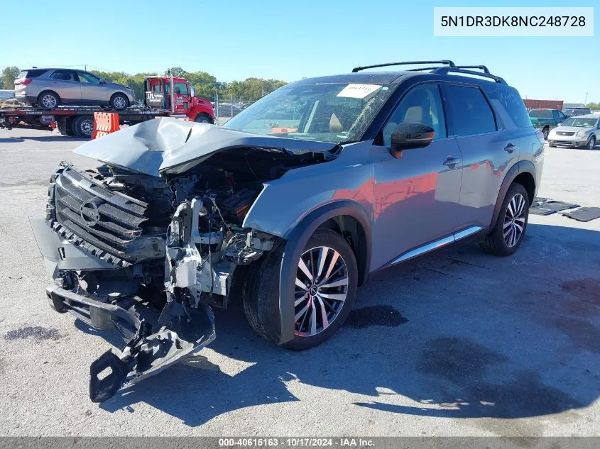 2022 Nissan Pathfinder Platinum 4Wd VIN: 5N1DR3DK8NC248728 Lot: 40615163