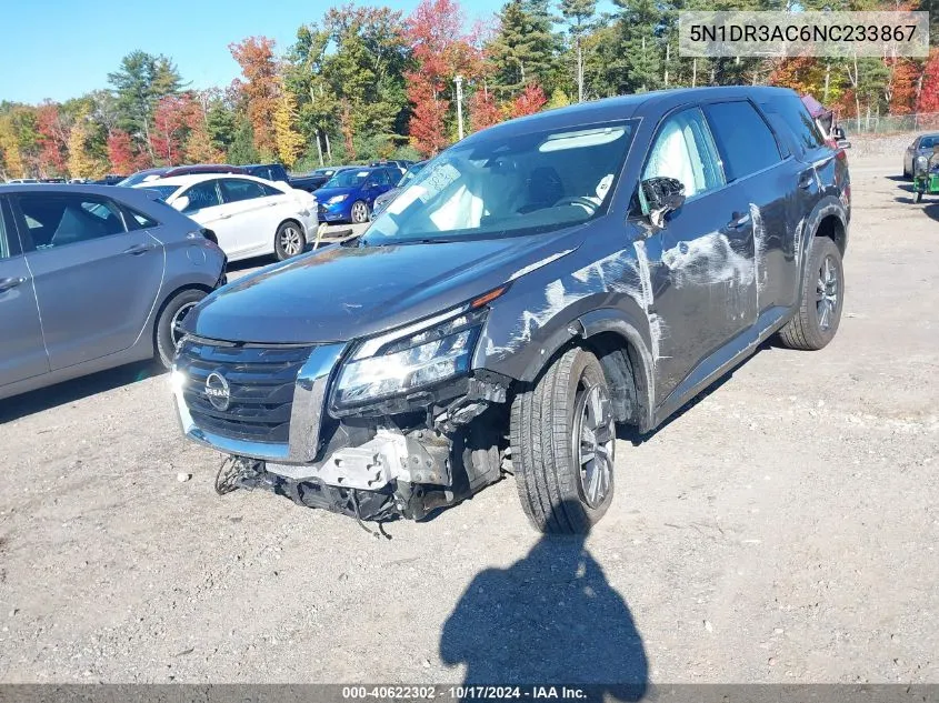 2022 Nissan Pathfinder S 4Wd VIN: 5N1DR3AC6NC233867 Lot: 40622302