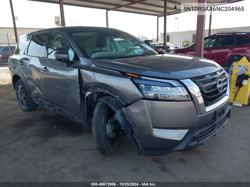 2022 Nissan Pathfinder S 2Wd VIN: 5N1DR3AA6NC204965 Lot: 40672956