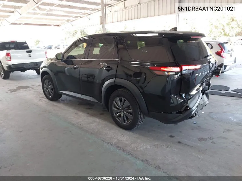 2022 Nissan Pathfinder S 2Wd VIN: 5N1DR3AA1NC201021 Lot: 40736228