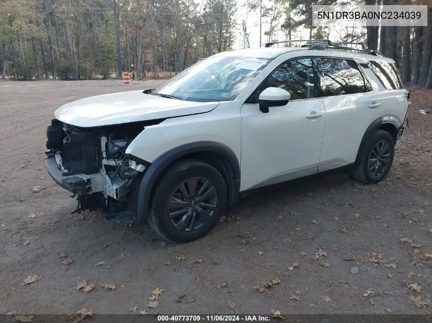 2022 Nissan Pathfinder Sv 2Wd VIN: 5N1DR3BA0NC234039 Lot: 40773709