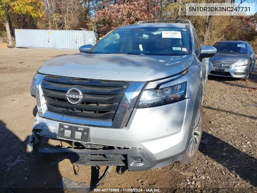 2022 Nissan Pathfinder Platinum 4Wd VIN: 5N1DR3DK3NC247731 Lot: 40775988