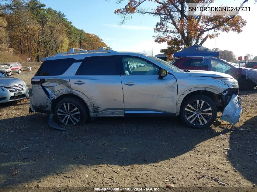 2022 Nissan Pathfinder Platinum 4Wd VIN: 5N1DR3DK3NC247731 Lot: 40775988