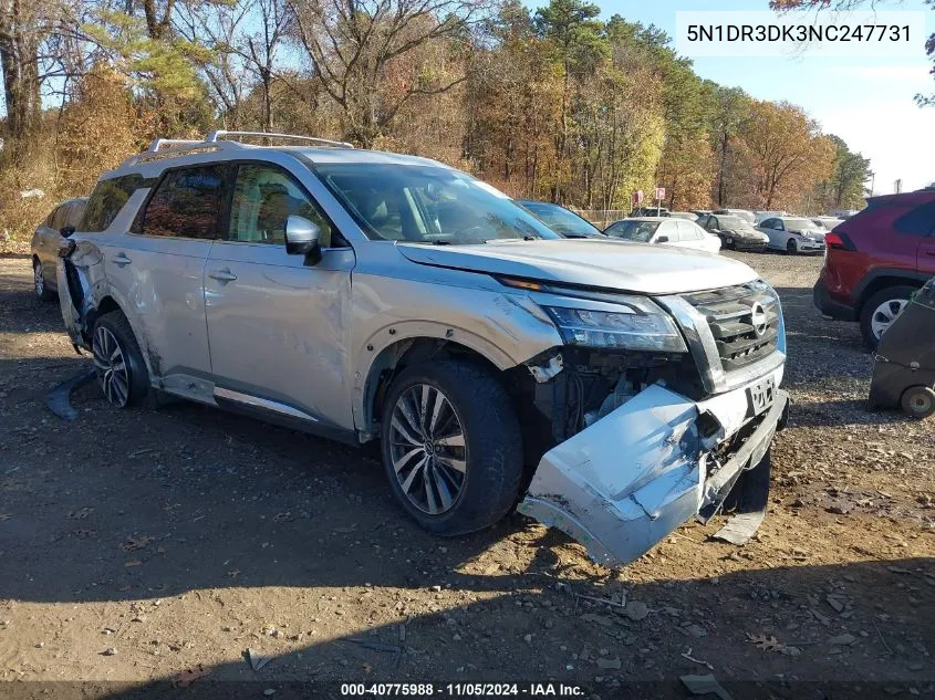 2022 Nissan Pathfinder Platinum 4Wd VIN: 5N1DR3DK3NC247731 Lot: 40775988