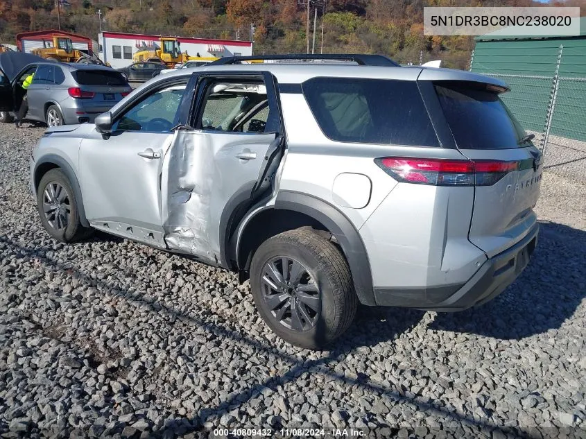 2022 Nissan Pathfinder Sv 4Wd VIN: 5N1DR3BC8NC238020 Lot: 40809432