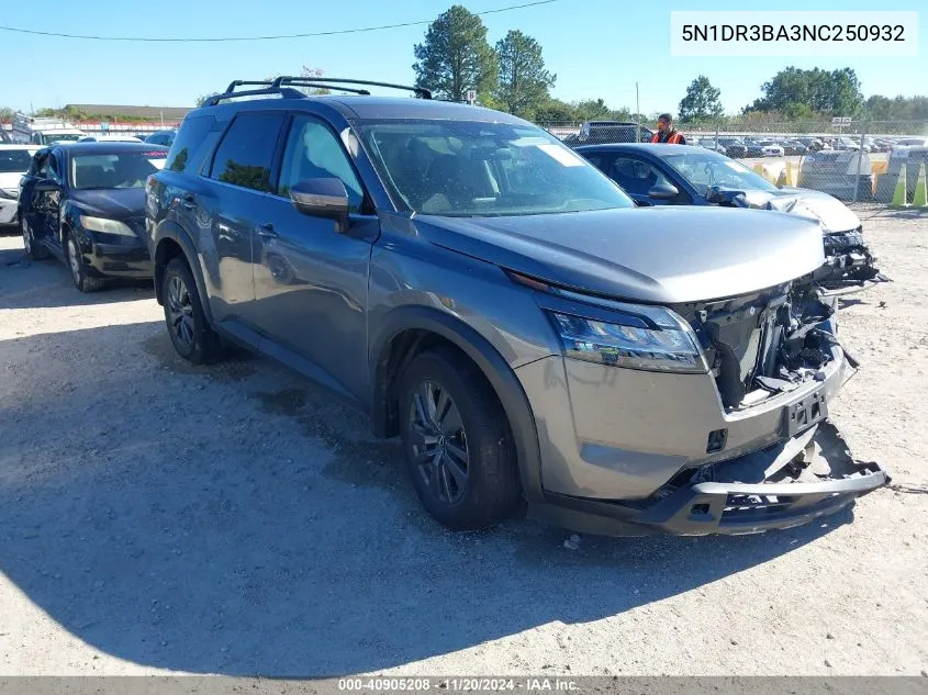 2022 Nissan Pathfinder Sv 2Wd VIN: 5N1DR3BA3NC250932 Lot: 40905208