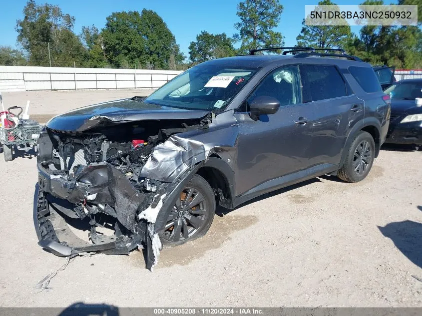 2022 Nissan Pathfinder Sv 2Wd VIN: 5N1DR3BA3NC250932 Lot: 40905208