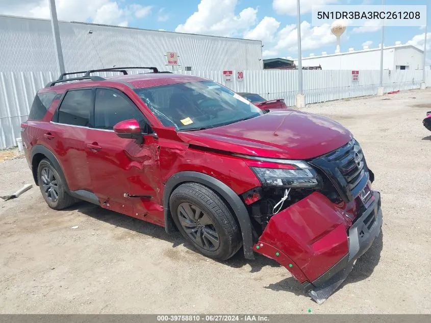 2024 Nissan Pathfinder Sv Fwd VIN: 5N1DR3BA3RC261208 Lot: 39758810