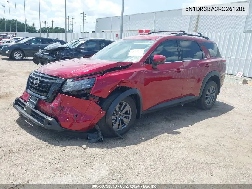 2024 Nissan Pathfinder Sv Fwd VIN: 5N1DR3BA3RC261208 Lot: 39758810