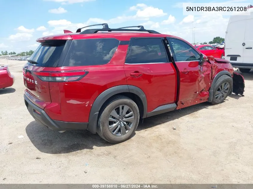 2024 Nissan Pathfinder Sv Fwd VIN: 5N1DR3BA3RC261208 Lot: 39758810