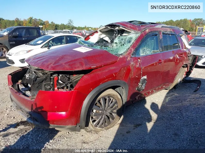 2024 Nissan Pathfinder Sl 4Wd VIN: 5N1DR3CDXRC220860 Lot: 40679167