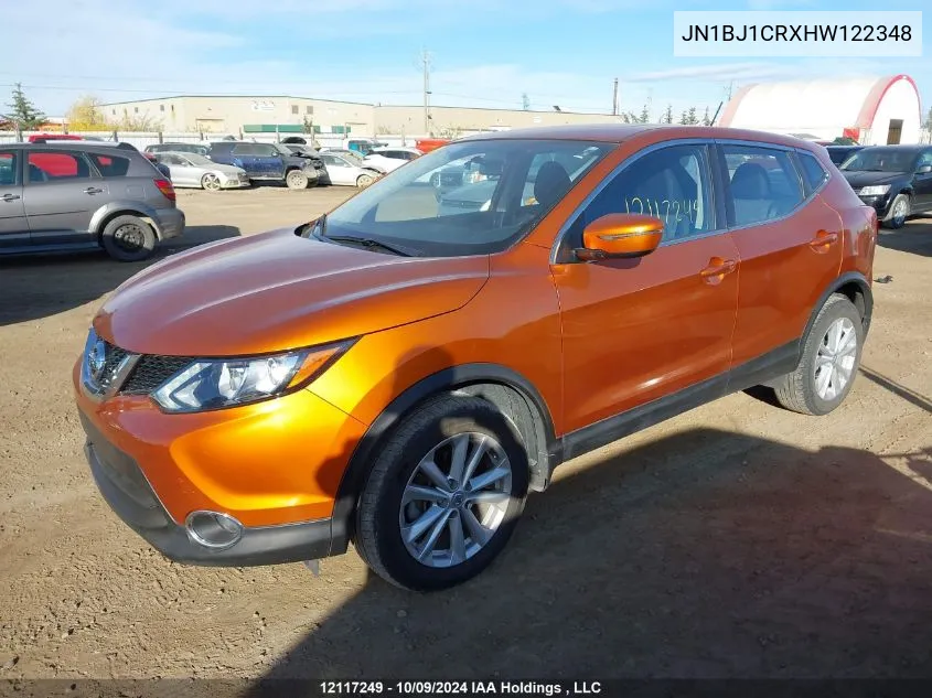 2017 Nissan Qashqai Sv VIN: JN1BJ1CRXHW122348 Lot: 12117249