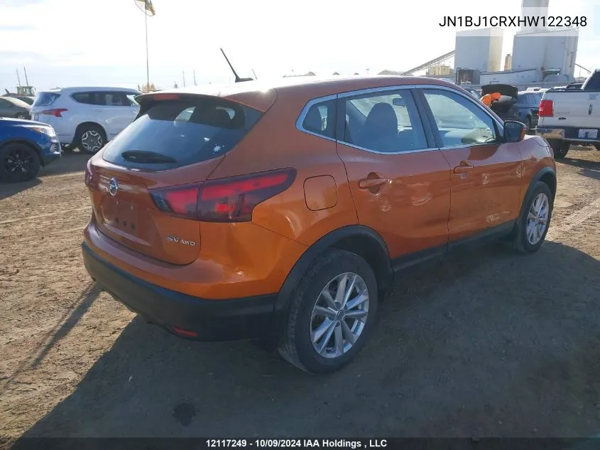 2017 Nissan Qashqai Sv VIN: JN1BJ1CRXHW122348 Lot: 12117249