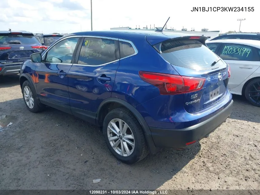 2019 Nissan Qashqai VIN: JN1BJ1CP3KW234155 Lot: 12098231