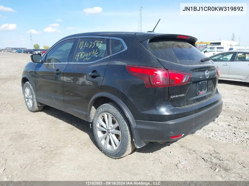 2019 Nissan Qashqai VIN: JN1BJ1CR0KW319892 Lot: 12102583