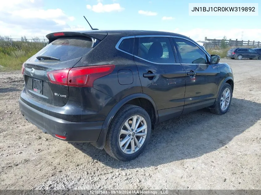 2019 Nissan Qashqai VIN: JN1BJ1CR0KW319892 Lot: 12102583