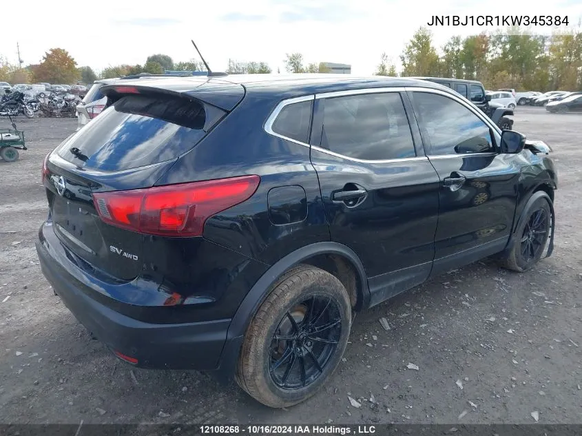 2019 Nissan Qashqai VIN: JN1BJ1CR1KW345384 Lot: 12108268