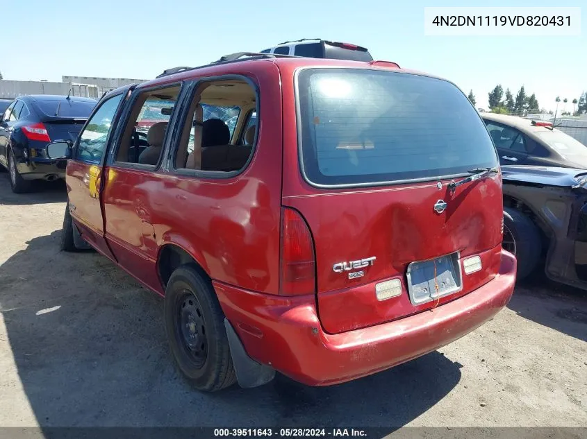 1997 Nissan Quest Gxe/Xe VIN: 4N2DN1119VD820431 Lot: 39511643