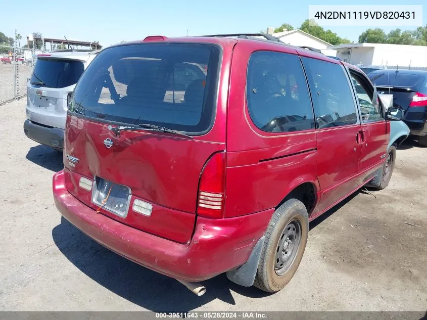 1997 Nissan Quest Gxe/Xe VIN: 4N2DN1119VD820431 Lot: 39511643