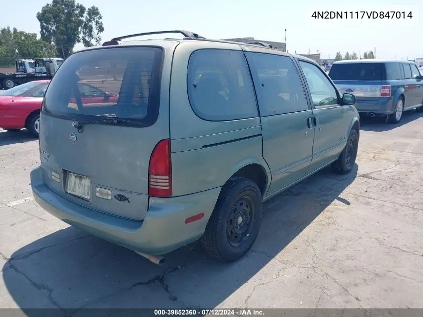 1997 Nissan Quest Gxe/Xe VIN: 4N2DN1117VD847014 Lot: 39852360