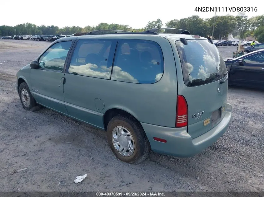 1997 Nissan Quest Gxe/Xe VIN: 4N2DN1111VD803316 Lot: 40370599