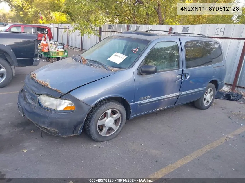 2000 Nissan Quest Se/Gle/Gxe VIN: 4N2XN11T8YD812128 Lot: 40578126