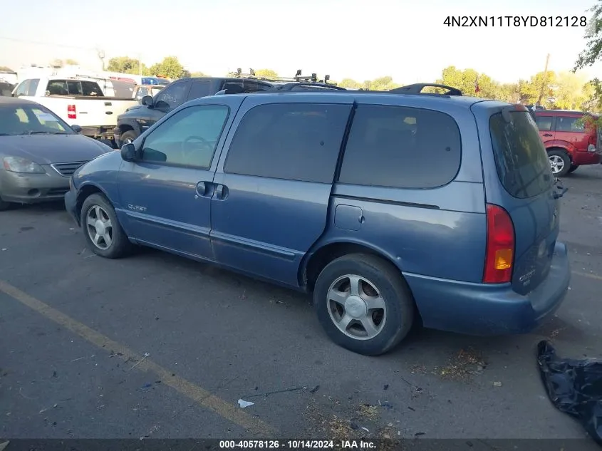 2000 Nissan Quest Se/Gle/Gxe VIN: 4N2XN11T8YD812128 Lot: 40578126