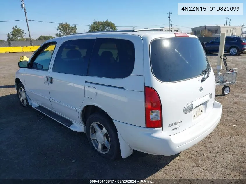 2001 Nissan Quest Gxe VIN: 4N2ZN15T01D820099 Lot: 40413817