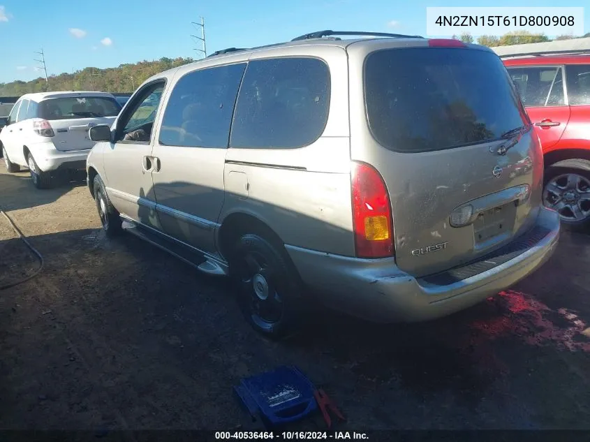 2001 Nissan Quest Gxe VIN: 4N2ZN15T61D800908 Lot: 40536464