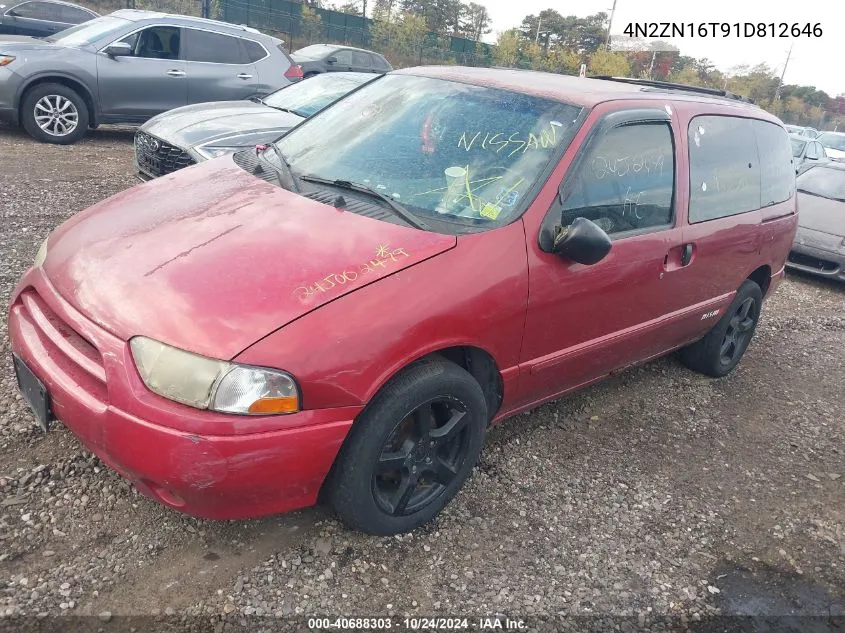 2001 Nissan Quest Se VIN: 4N2ZN16T91D812646 Lot: 40688303