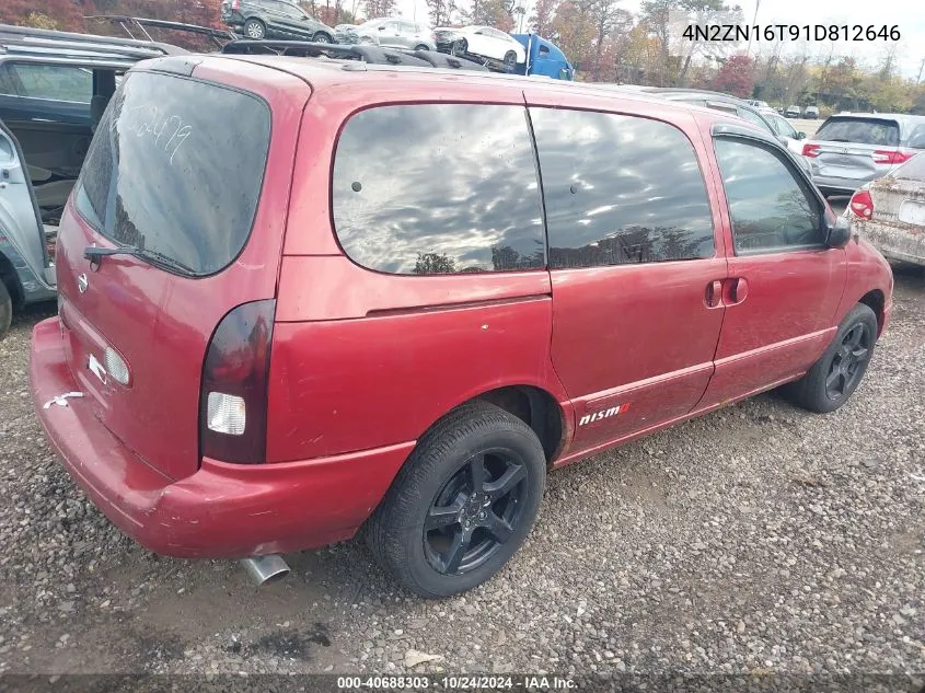 2001 Nissan Quest Se VIN: 4N2ZN16T91D812646 Lot: 40688303