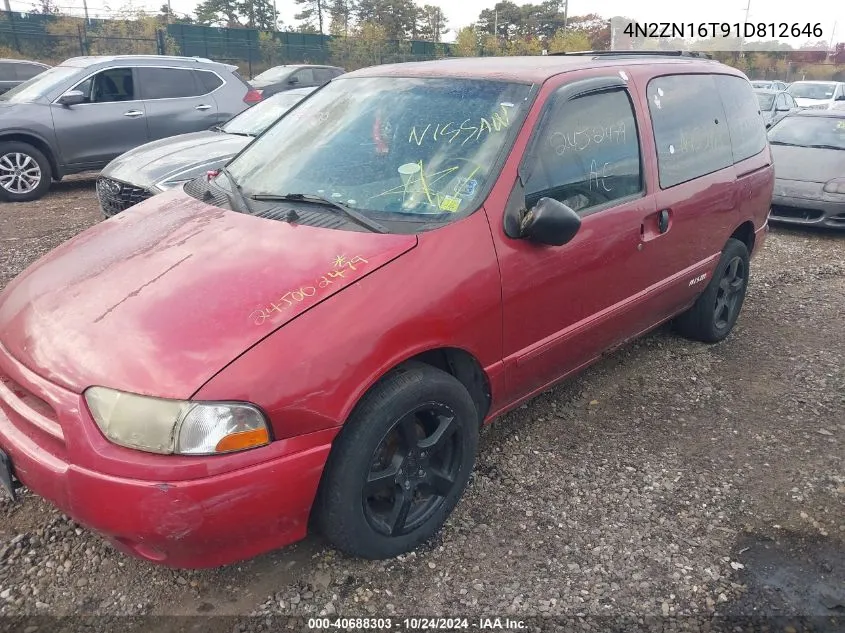 2001 Nissan Quest Se VIN: 4N2ZN16T91D812646 Lot: 40688303