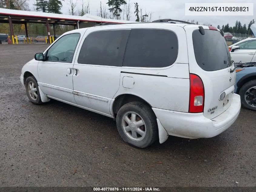 2001 Nissan Quest Se VIN: 4N2ZN16T41D828821 Lot: 40778876