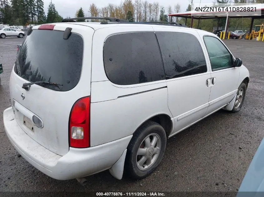 2001 Nissan Quest Se VIN: 4N2ZN16T41D828821 Lot: 40778876