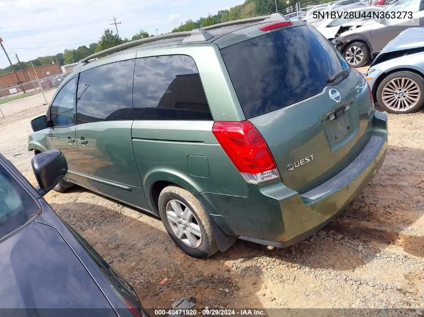 2004 Nissan Quest 3.5 Sl VIN: 5N1BV28U44N363273 Lot: 40471920