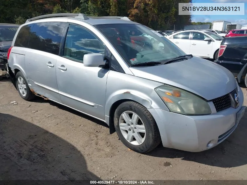 2004 Nissan Quest 3.5 Sl VIN: 5N1BV28U34N363121 Lot: 40529477