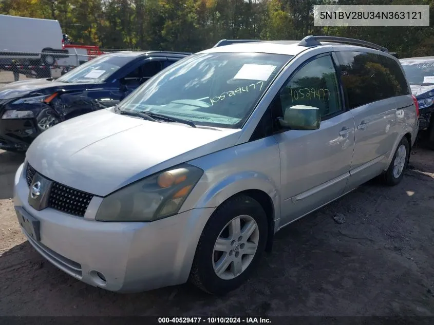 2004 Nissan Quest 3.5 Sl VIN: 5N1BV28U34N363121 Lot: 40529477