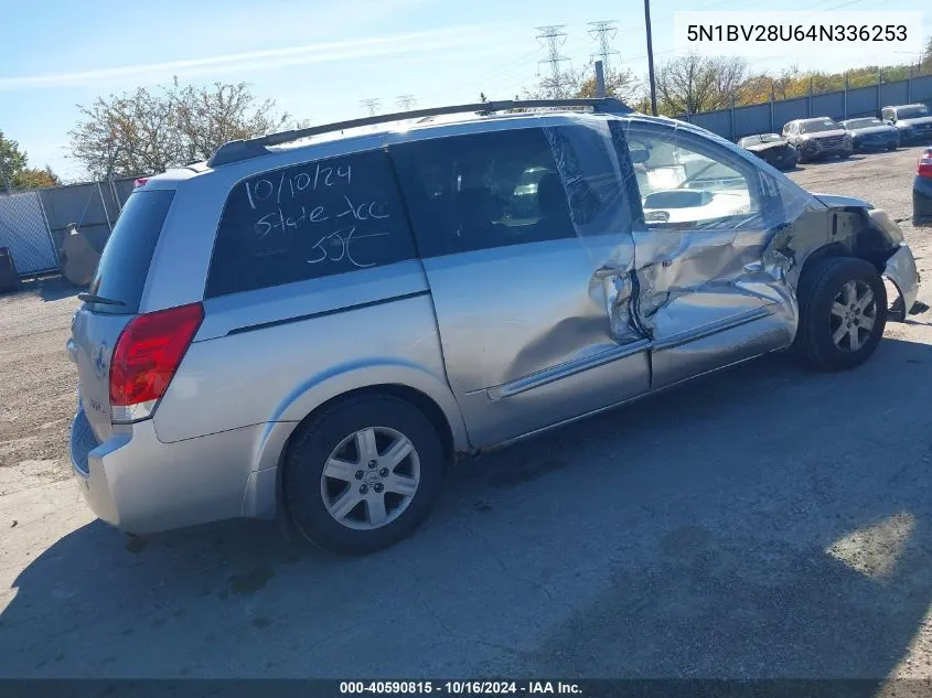 2004 Nissan Quest 3.5 Sl VIN: 5N1BV28U64N336253 Lot: 40590815