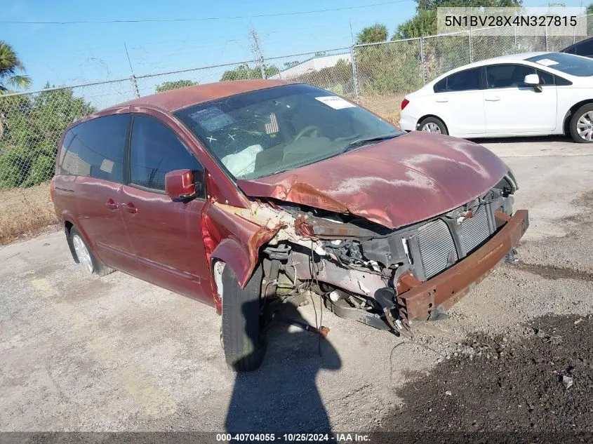 2004 Nissan Quest VIN: 5N1BV28X4N327815 Lot: 40704055