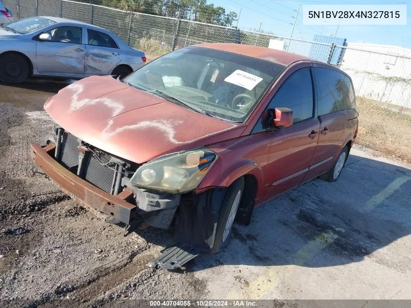 2004 Nissan Quest VIN: 5N1BV28X4N327815 Lot: 40704055