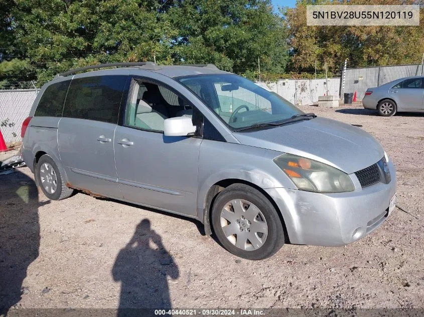 2005 Nissan Quest 3.5 S VIN: 5N1BV28U55N120119 Lot: 40440521