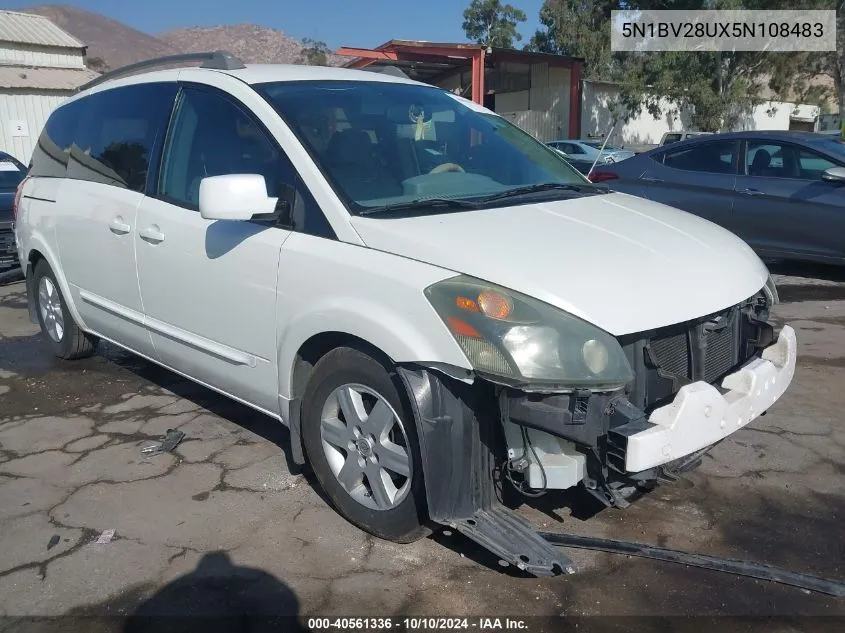 2005 Nissan Quest 3.5 Sl VIN: 5N1BV28UX5N108483 Lot: 40561336