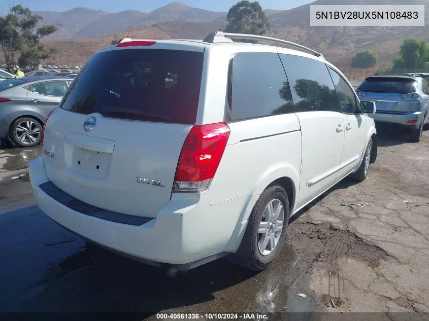 2005 Nissan Quest 3.5 Sl VIN: 5N1BV28UX5N108483 Lot: 40561336