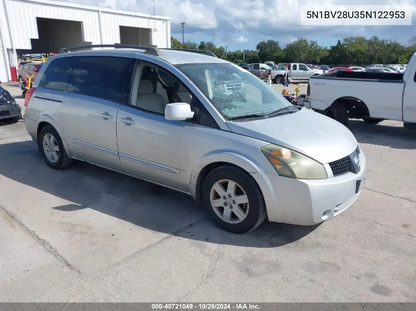 2005 Nissan Quest 3.5 Sl VIN: 5N1BV28U35N122953 Lot: 40721049