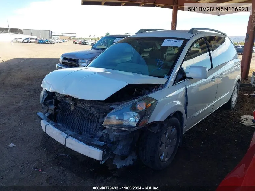 2005 Nissan Quest 3.5 S VIN: 5N1BV28U95N136923 Lot: 40779632