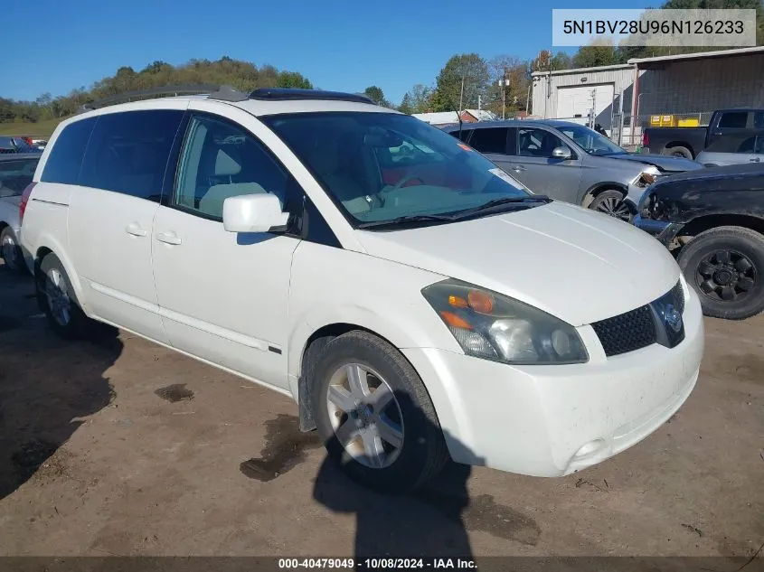 2006 Nissan Quest S/Se/Sl VIN: 5N1BV28U96N126233 Lot: 40479049