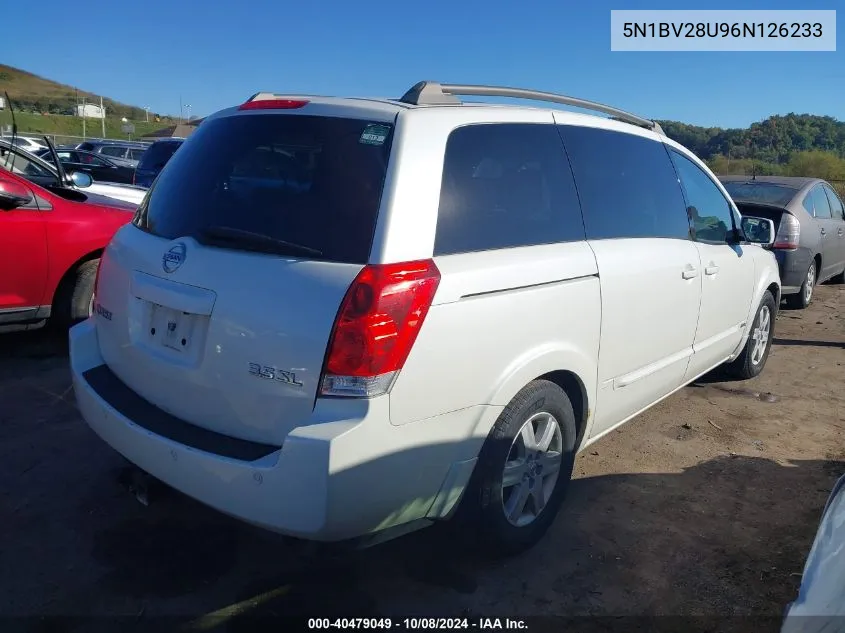 2006 Nissan Quest S/Se/Sl VIN: 5N1BV28U96N126233 Lot: 40479049