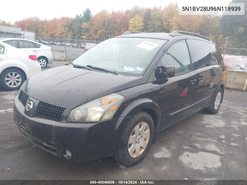 2006 Nissan Quest S/Se/Sl VIN: 5N1BV28U96N118939 Lot: 40540606